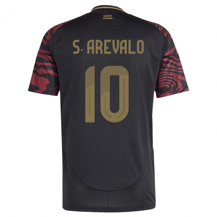 Herren Peru Sandra Arévalo #10 Schwarz Auswärtstrikot Trikot 24-26 T-Shirt