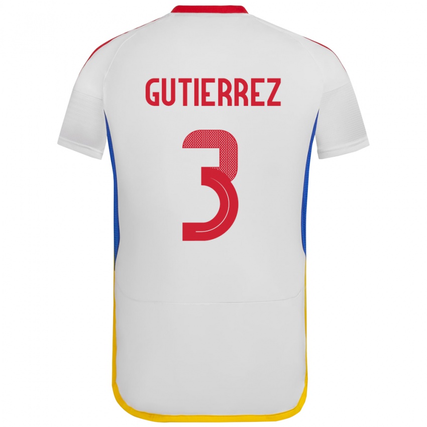 Herren Venezuela Nairelis Gutiérrez #3 Weiß Auswärtstrikot Trikot 24-26 T-Shirt