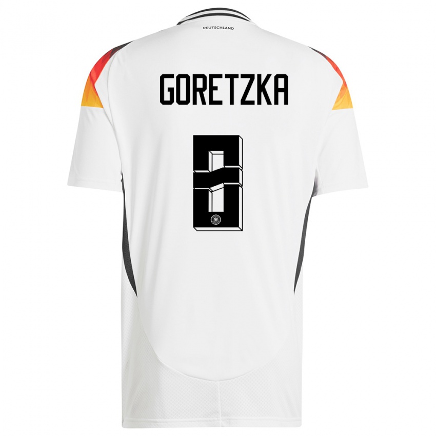 Damen Deutschland Leon Goretzka #8 Weiß Heimtrikot Trikot 24-26 T-Shirt