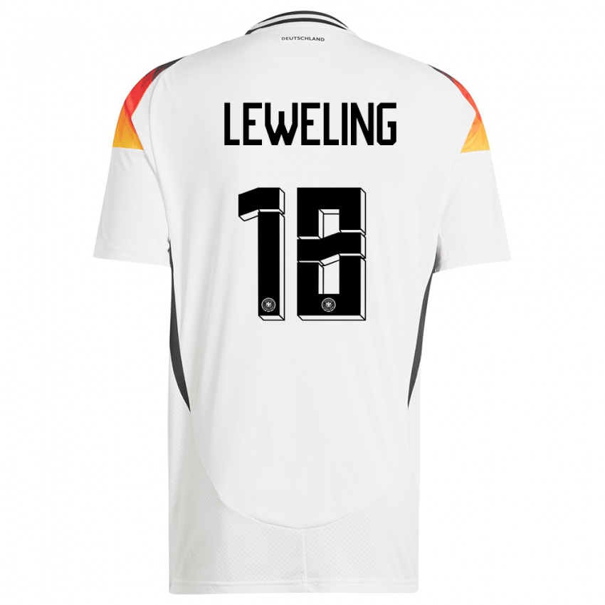 Damen Deutschland Jamie Leweling #18 Weiß Heimtrikot Trikot 24-26 T-Shirt