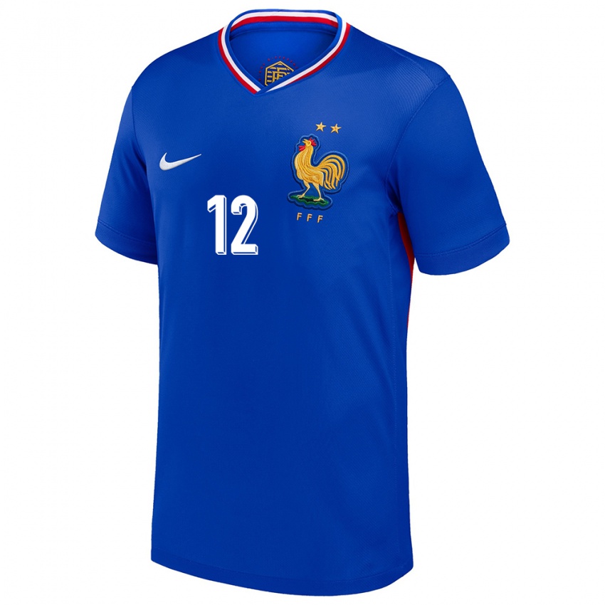 Damen Frankreich Randal Kolo Muani #12 Blau Heimtrikot Trikot 24-26 T-Shirt