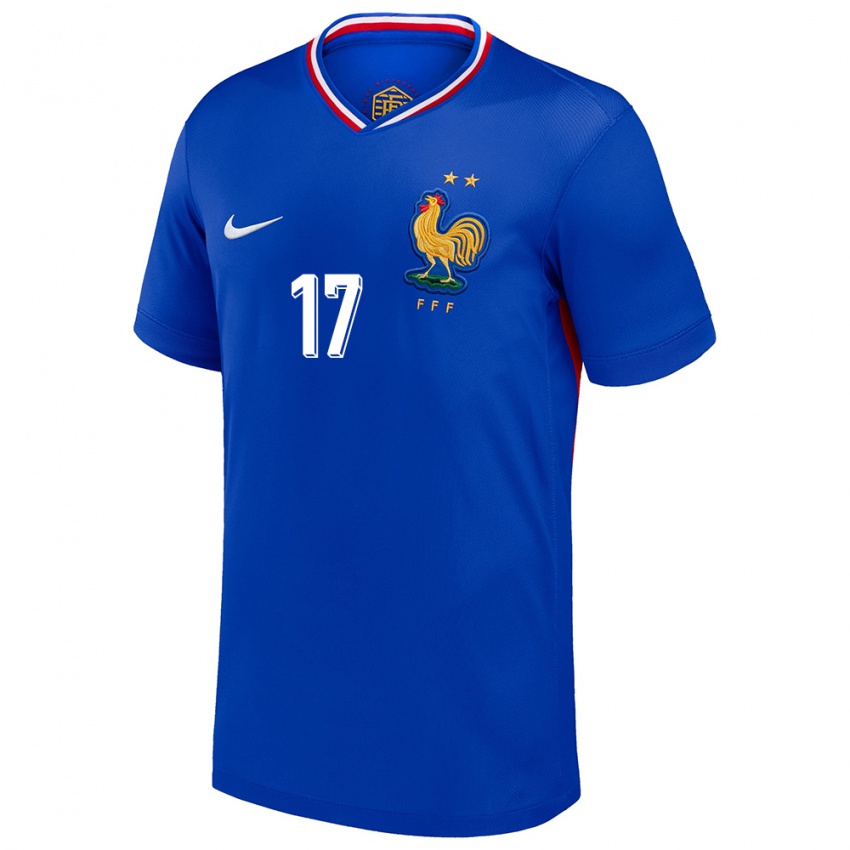 Damen Frankreich William Saliba #17 Blau Heimtrikot Trikot 24-26 T-Shirt