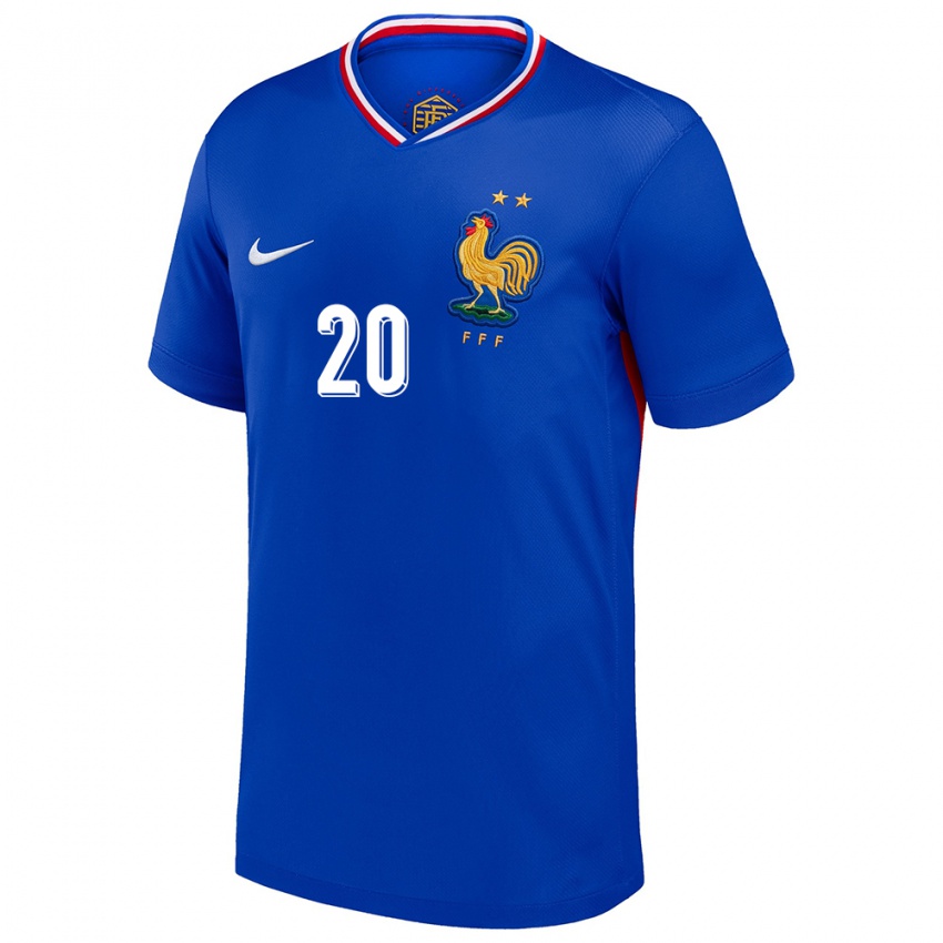 Damen Frankreich Pierre Kalulu #20 Blau Heimtrikot Trikot 24-26 T-Shirt