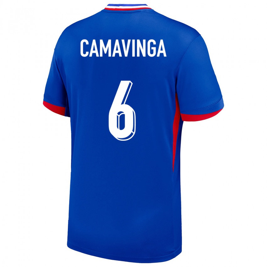 Damen Frankreich Eduardo Camavinga #6 Blau Heimtrikot Trikot 24-26 T-Shirt