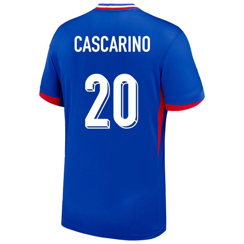 Damen Frankreich Delphine Cascarino #20 Blau Heimtrikot Trikot 24-26 T-Shirt