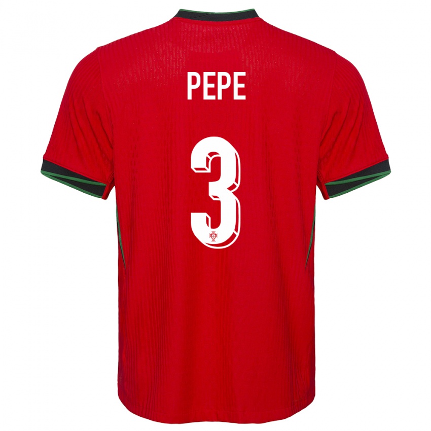 Damen Portugal Pepe #3 Rot Heimtrikot Trikot 24-26 T-Shirt