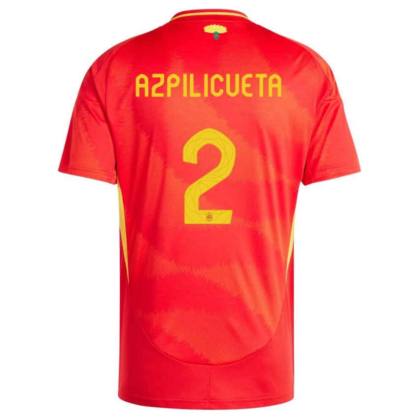 Damen Spanien Cesar Azpilicueta #2 Rot Heimtrikot Trikot 24-26 T-Shirt