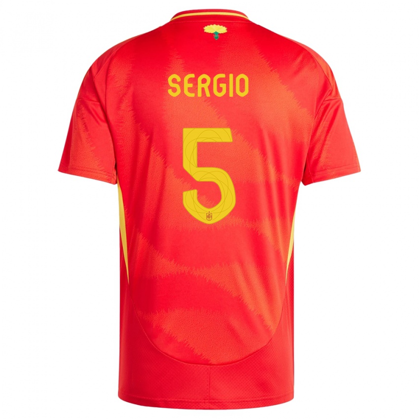 Damen Spanien Sergio Busquets #5 Rot Heimtrikot Trikot 24-26 T-Shirt