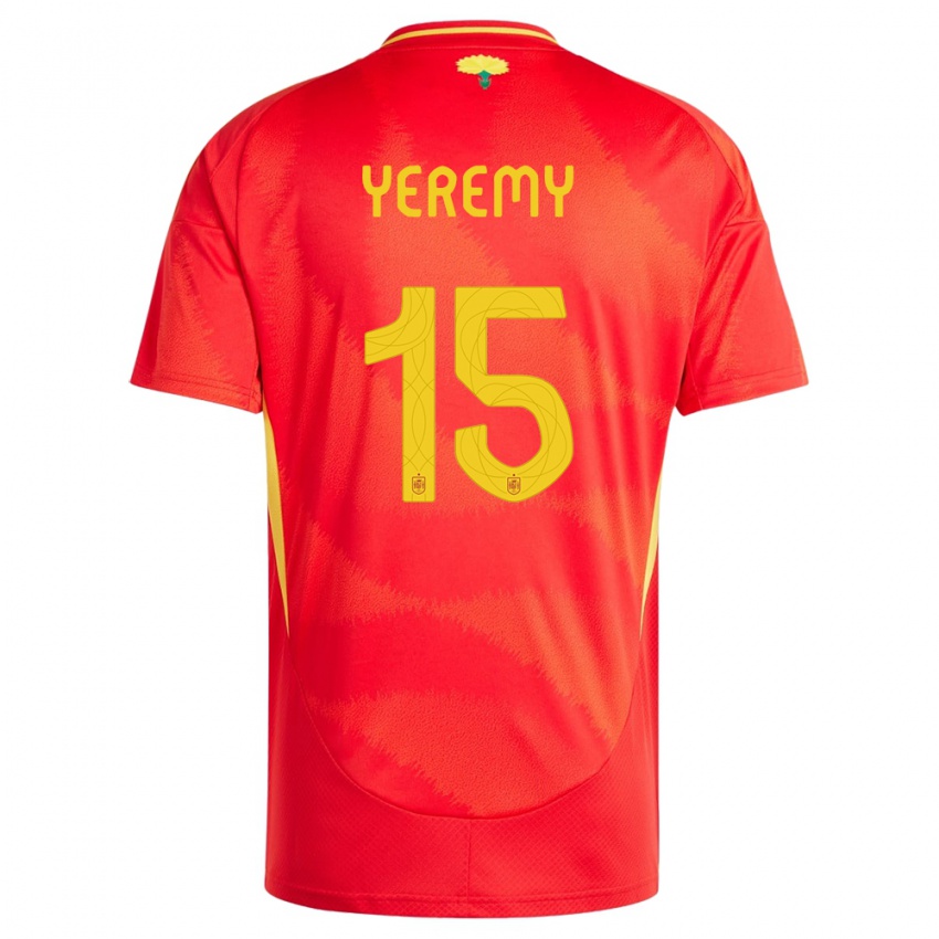 Damen Spanien Yeremy Pino #15 Rot Heimtrikot Trikot 24-26 T-Shirt