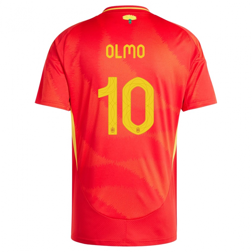 Damen Spanien Dani Olmo #10 Rot Heimtrikot Trikot 24-26 T-Shirt