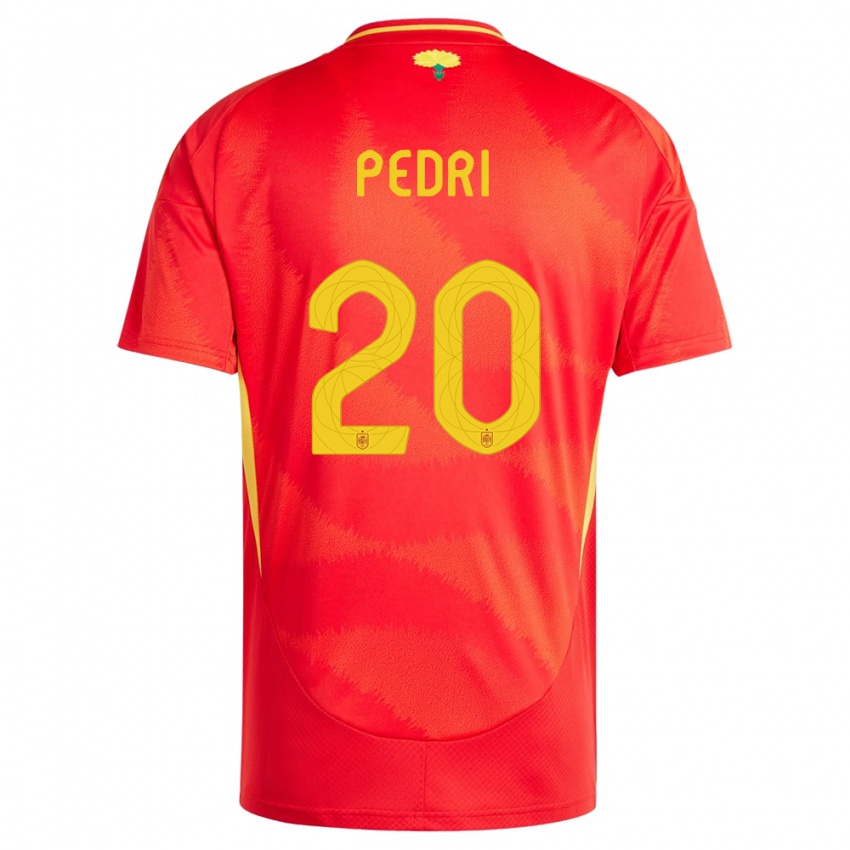 Damen Spanien Pedri #20 Rot Heimtrikot Trikot 24-26 T-Shirt
