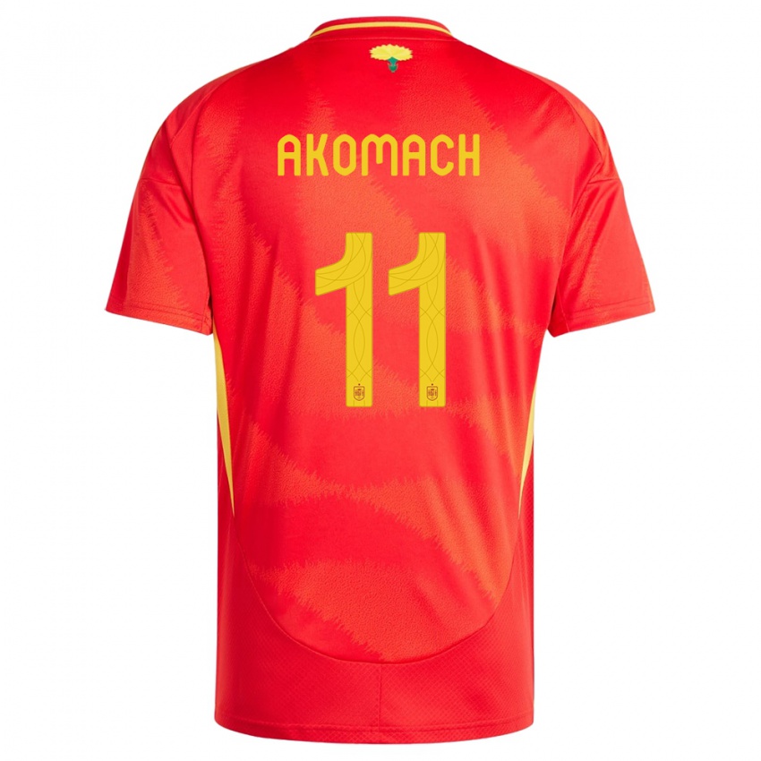 Damen Spanien Ilias Akomach #11 Rot Heimtrikot Trikot 24-26 T-Shirt