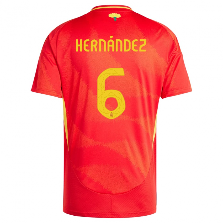 Damen Spanien Gerard Hernandez #6 Rot Heimtrikot Trikot 24-26 T-Shirt