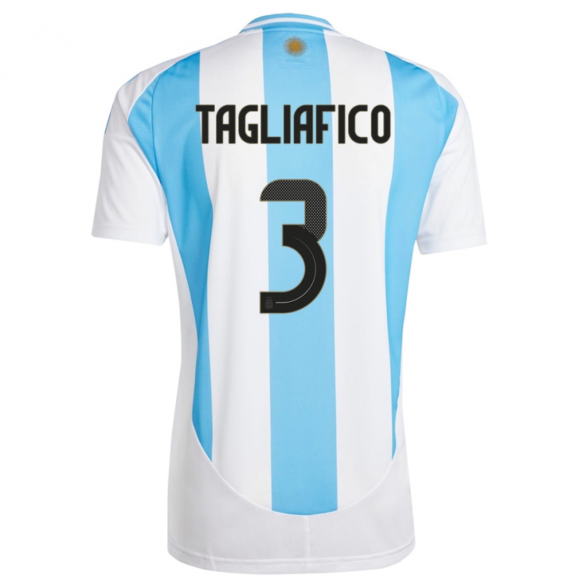 Damen Argentinien Nicolas Tagliafico #3 Weiß Blau Heimtrikot Trikot 24-26 T-Shirt