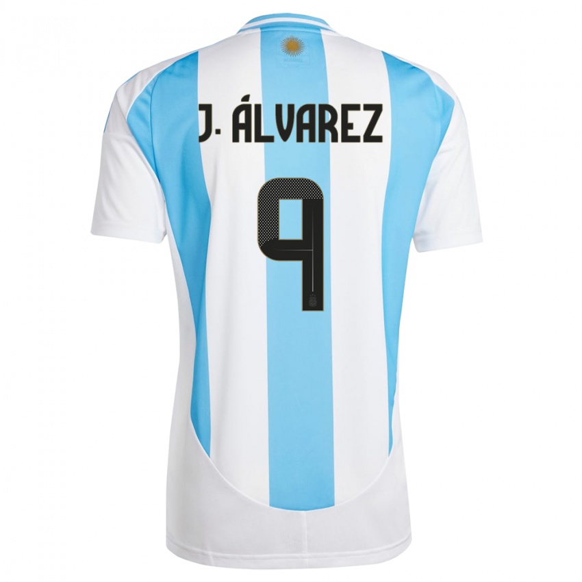 Damen Argentinien Julian Alvarez #9 Weiß Blau Heimtrikot Trikot 24-26 T-Shirt