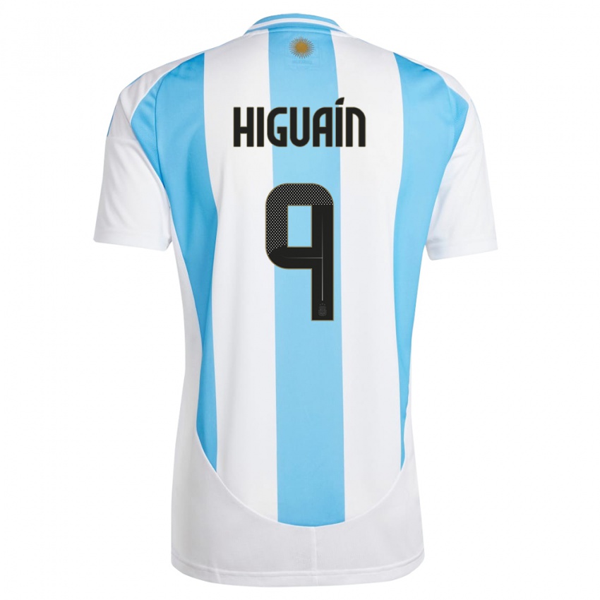 Damen Argentinien Gonzalo Higuain #9 Weiß Blau Heimtrikot Trikot 24-26 T-Shirt