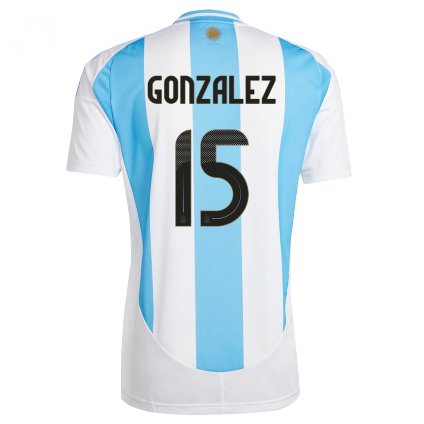 Damen Argentinien Nicolas Gonzalez #15 Weiß Blau Heimtrikot Trikot 24-26 T-Shirt