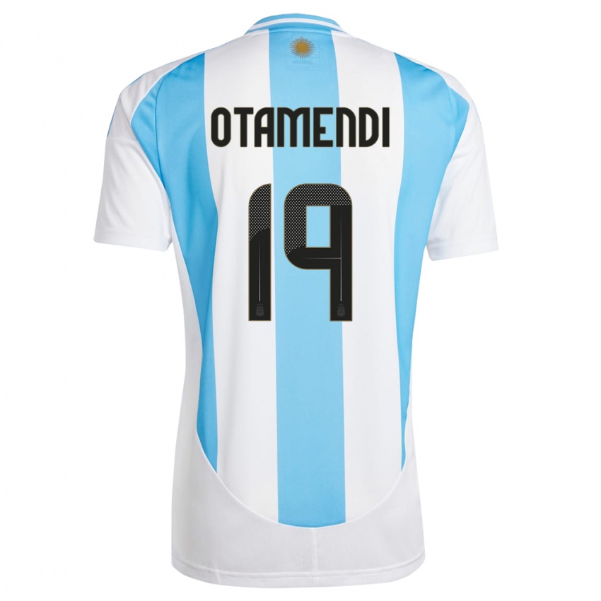 Damen Argentinien Nicolas Otamendi #19 Weiß Blau Heimtrikot Trikot 24-26 T-Shirt