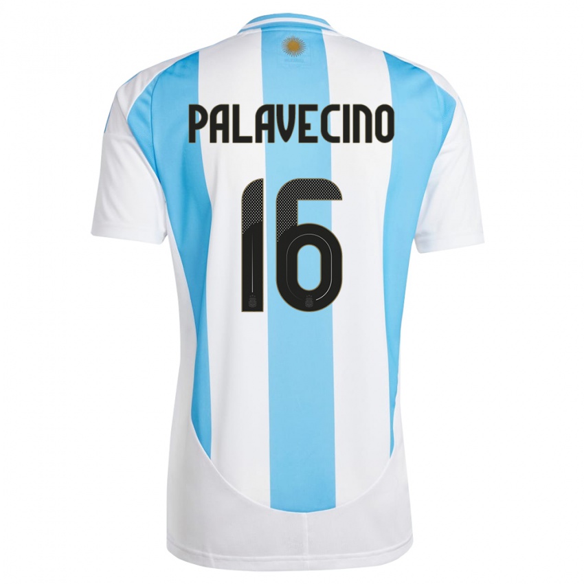 Damen Argentinien Nicolas Palavecino #16 Weiß Blau Heimtrikot Trikot 24-26 T-Shirt