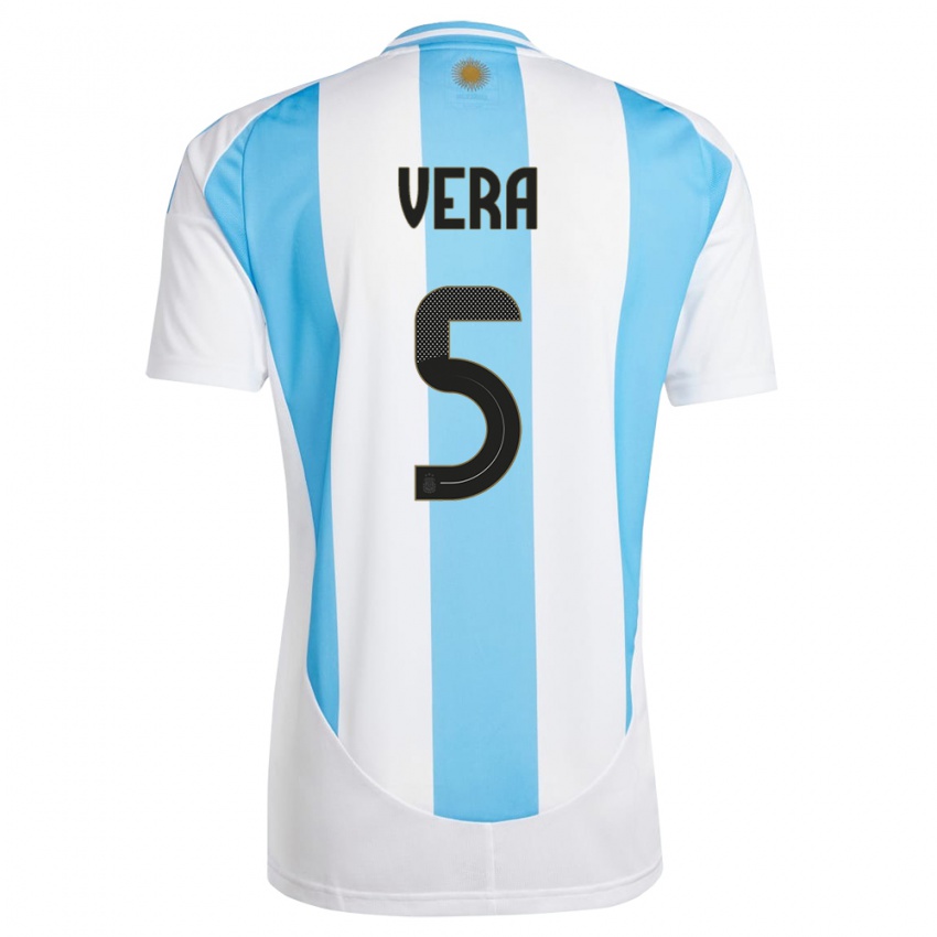 Damen Argentinien Fausto Vera #5 Weiß Blau Heimtrikot Trikot 24-26 T-Shirt