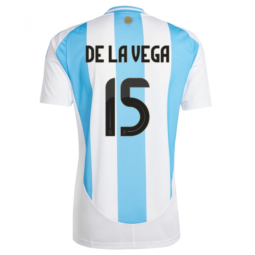 Damen Argentinien Pedro De La Vega #15 Weiß Blau Heimtrikot Trikot 24-26 T-Shirt