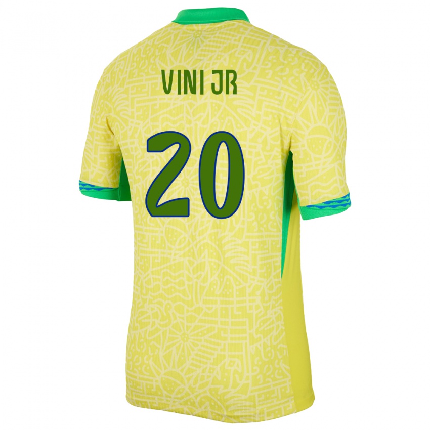 Damen Brasilien Vinicius Junior #20 Gelb Heimtrikot Trikot 24-26 T-Shirt