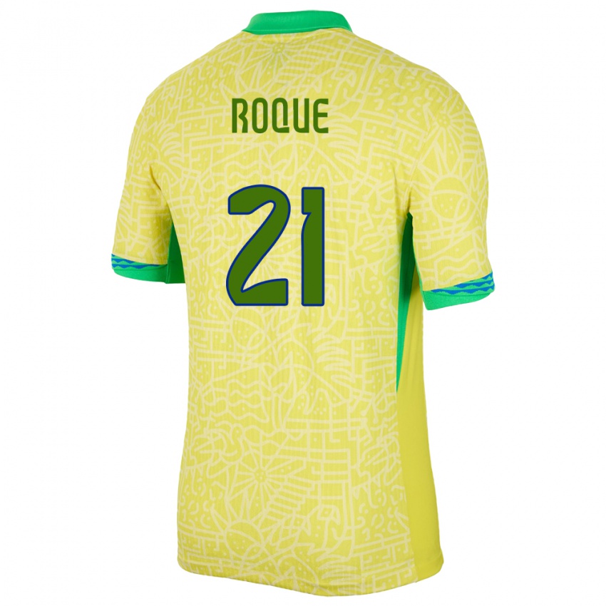 Damen Brasilien Vitor Roque #21 Gelb Heimtrikot Trikot 24-26 T-Shirt