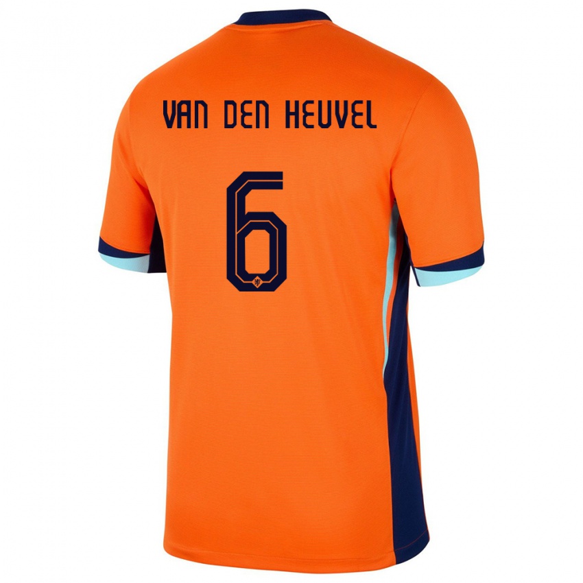 Damen Niederlande Tim Van Den Heuvel #6 Orange Heimtrikot Trikot 24-26 T-Shirt