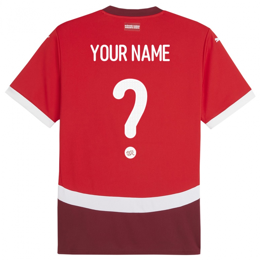 Damen Schweiz Ihren Namen #0 Rot Heimtrikot Trikot 24-26 T-Shirt