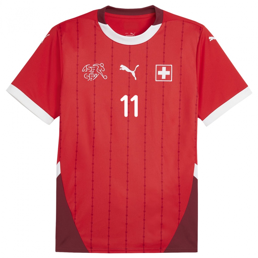 Damen Schweiz Coumba Sow #11 Rot Heimtrikot Trikot 24-26 T-Shirt