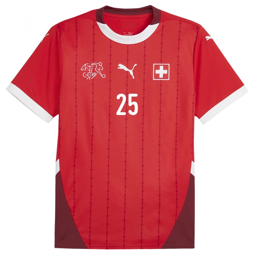 Damen Schweiz Eray Comert #25 Rot Heimtrikot Trikot 24-26 T-Shirt