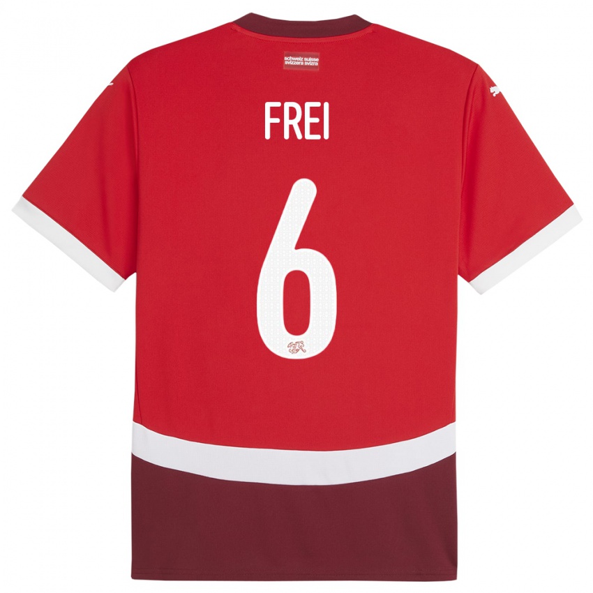 Damen Schweiz Fabian Frei #6 Rot Heimtrikot Trikot 24-26 T-Shirt