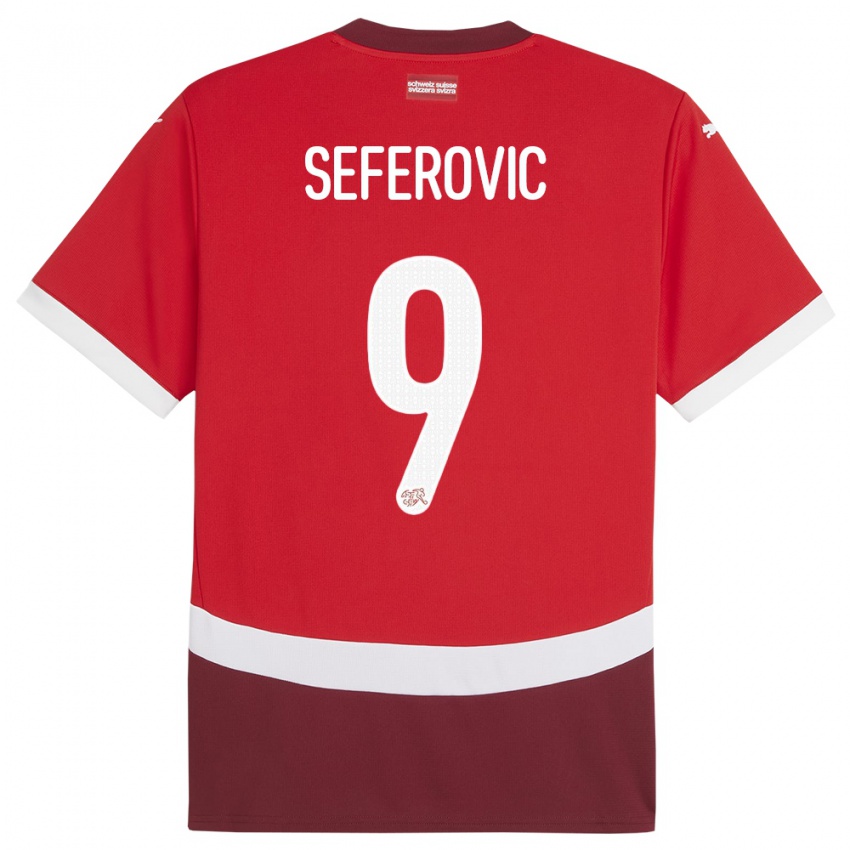 Damen Schweiz Haris Seferovic #9 Rot Heimtrikot Trikot 24-26 T-Shirt