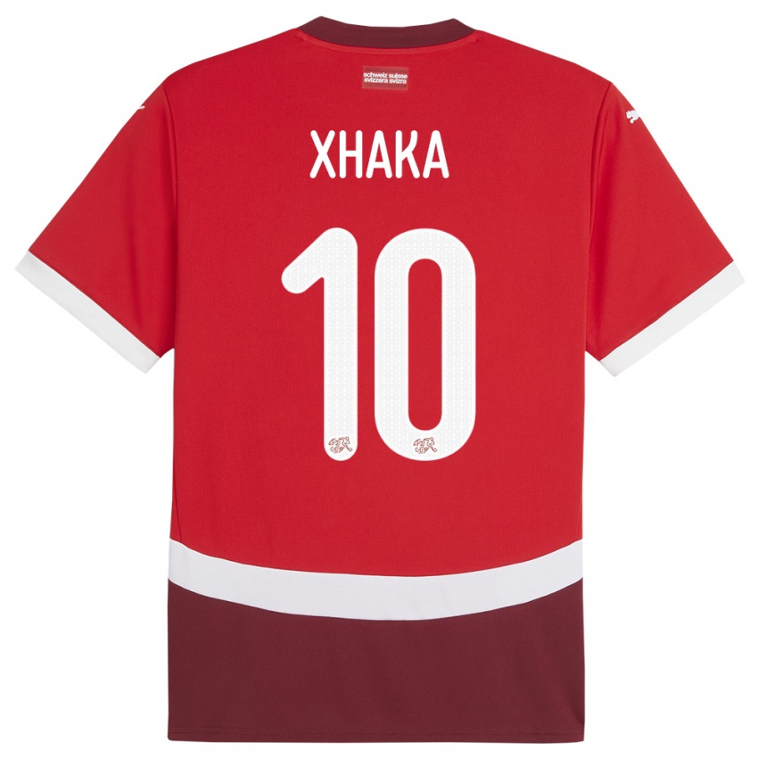 Damen Schweiz Granit Xhaka #10 Rot Heimtrikot Trikot 24-26 T-Shirt