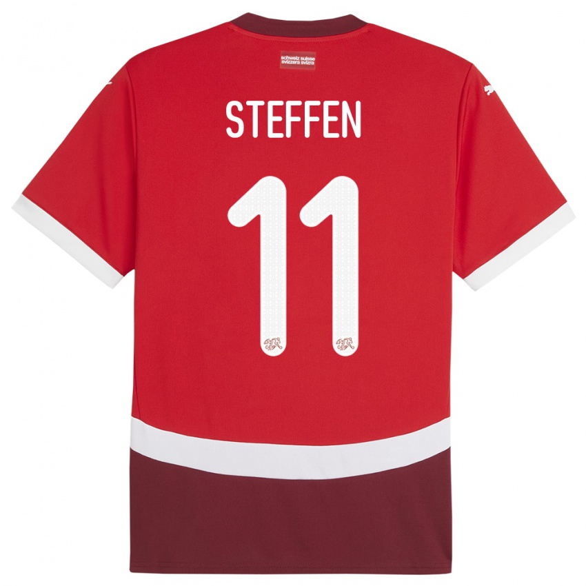 Damen Schweiz Renato Steffen #11 Rot Heimtrikot Trikot 24-26 T-Shirt