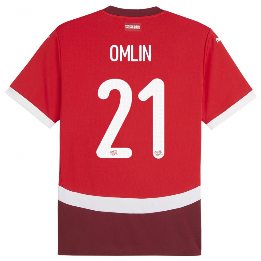 Damen Schweiz Jonas Omlin #21 Rot Heimtrikot Trikot 24-26 T-Shirt