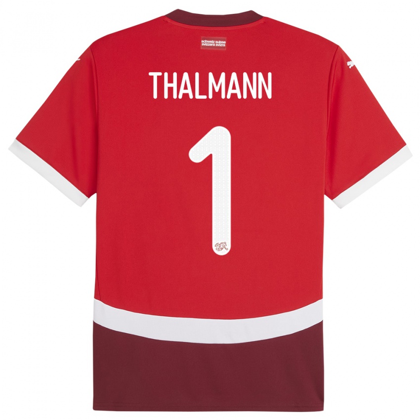 Damen Schweiz Gaelle Thalmann #1 Rot Heimtrikot Trikot 24-26 T-Shirt