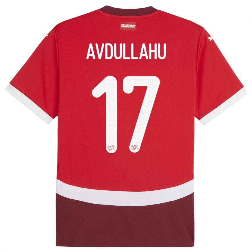 Damen Schweiz Leon Avdullahu #17 Rot Heimtrikot Trikot 24-26 T-Shirt