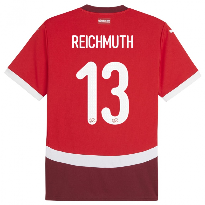 Damen Schweiz Miguel Reichmuth #13 Rot Heimtrikot Trikot 24-26 T-Shirt