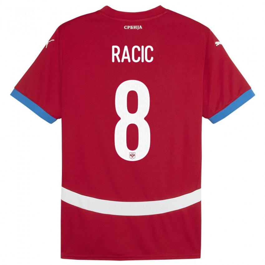 Damen Serbien Uros Racic #8 Rot Heimtrikot Trikot 24-26 T-Shirt