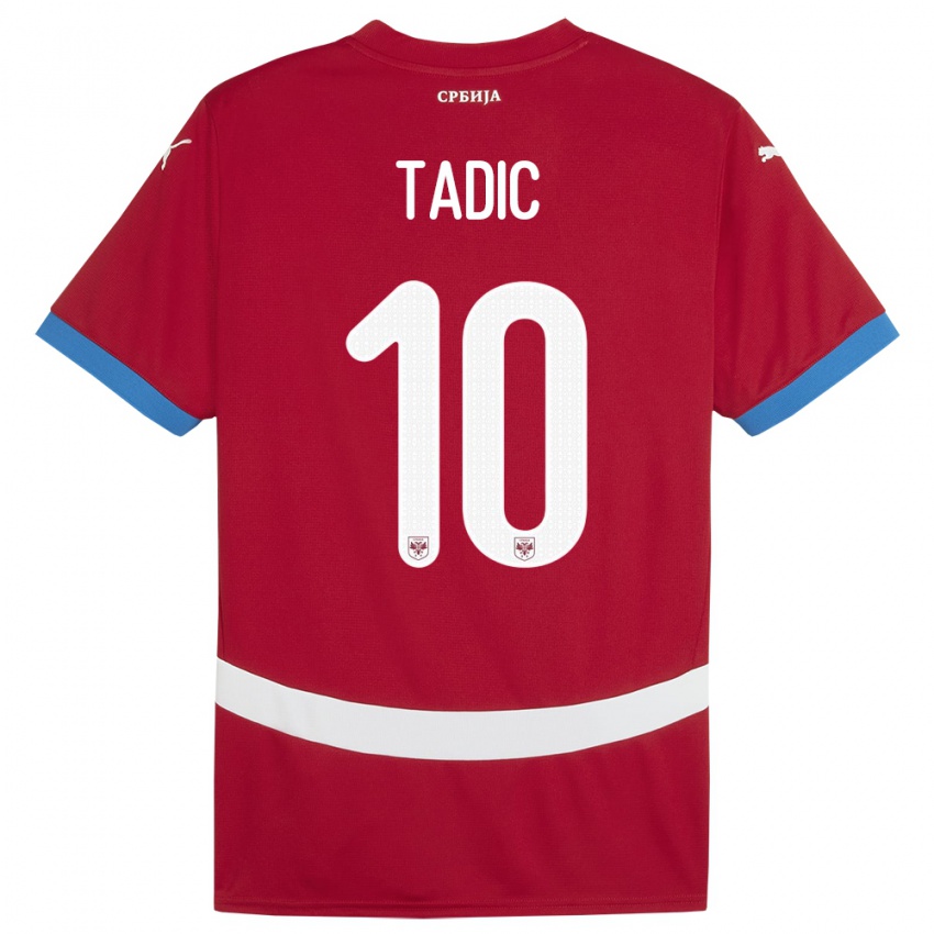 Damen Serbien Dusan Tadic #10 Rot Heimtrikot Trikot 24-26 T-Shirt