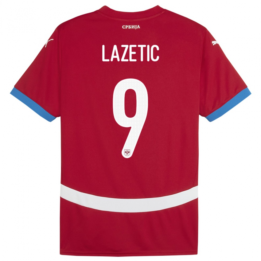 Damen Serbien Marko Lazetic #9 Rot Heimtrikot Trikot 24-26 T-Shirt