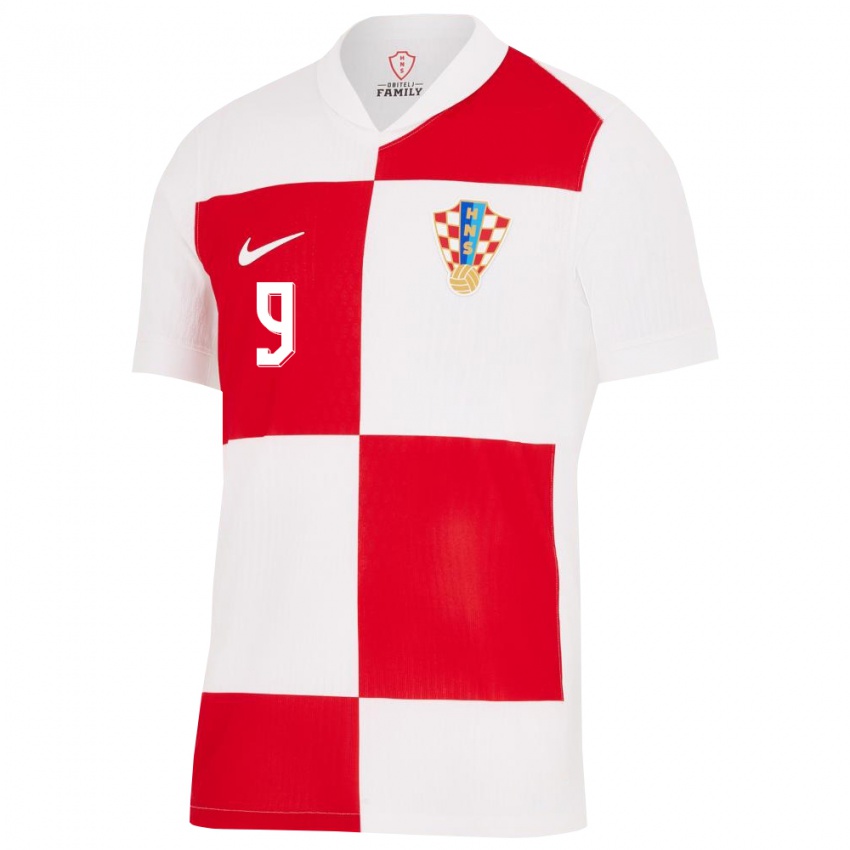 Damen Kroatien Roko Simic #9 Weiß Rot Heimtrikot Trikot 24-26 T-Shirt