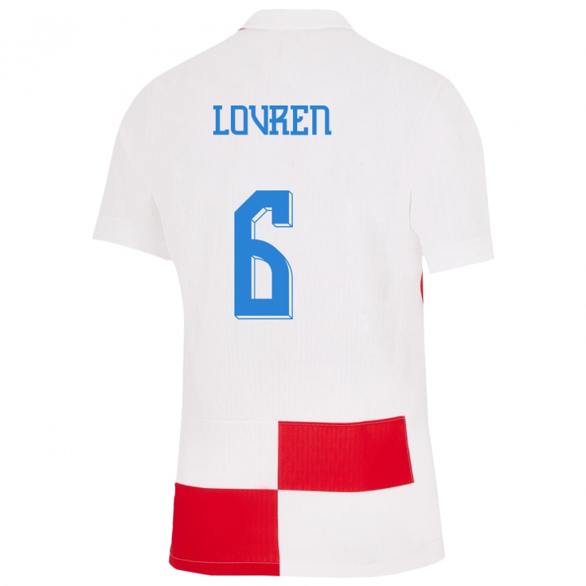 Damen Kroatien Dejan Lovren #6 Weiß Rot Heimtrikot Trikot 24-26 T-Shirt