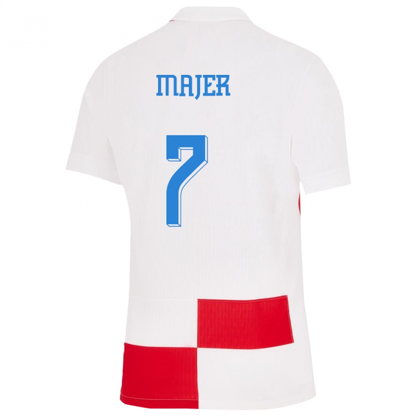 Damen Kroatien Lovro Majer #7 Weiß Rot Heimtrikot Trikot 24-26 T-Shirt
