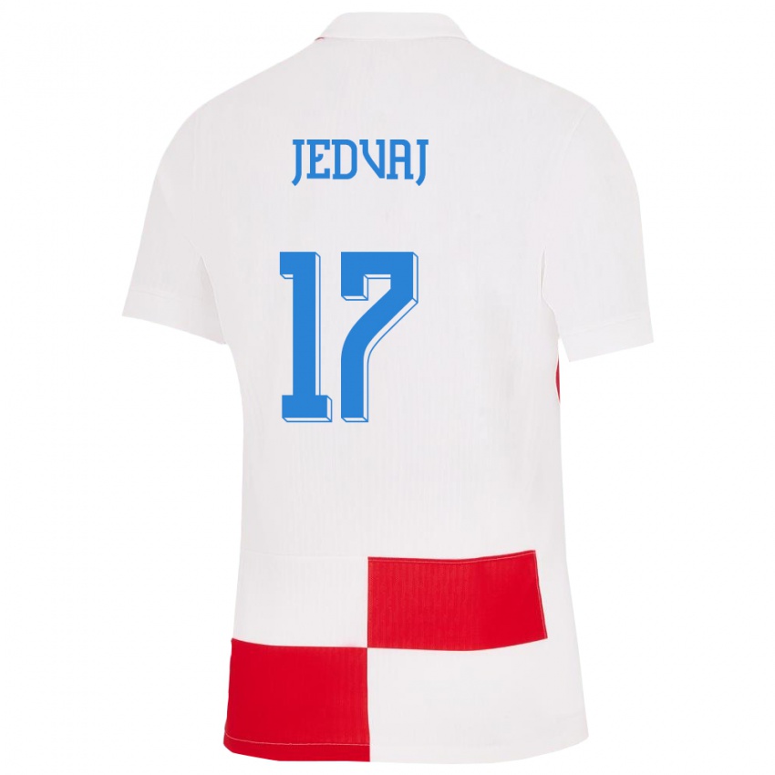 Damen Kroatien Karla Jedvaj #17 Weiß Rot Heimtrikot Trikot 24-26 T-Shirt