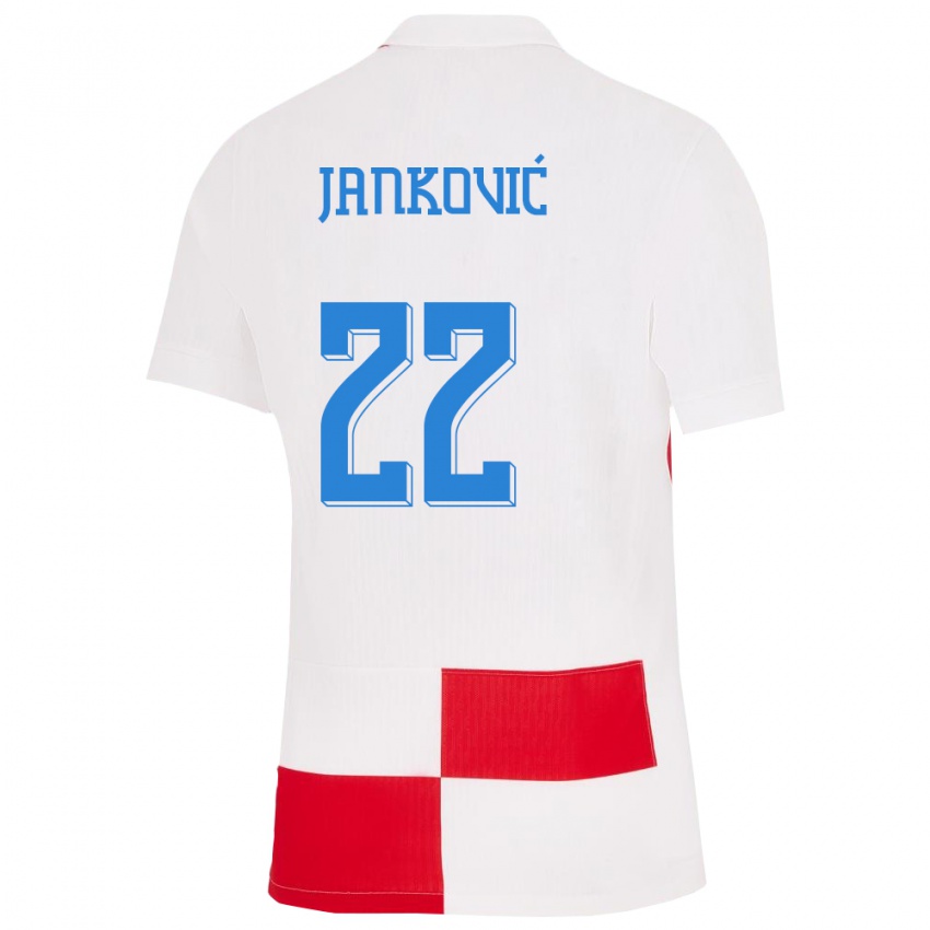 Damen Kroatien Niko Jankovic #22 Weiß Rot Heimtrikot Trikot 24-26 T-Shirt