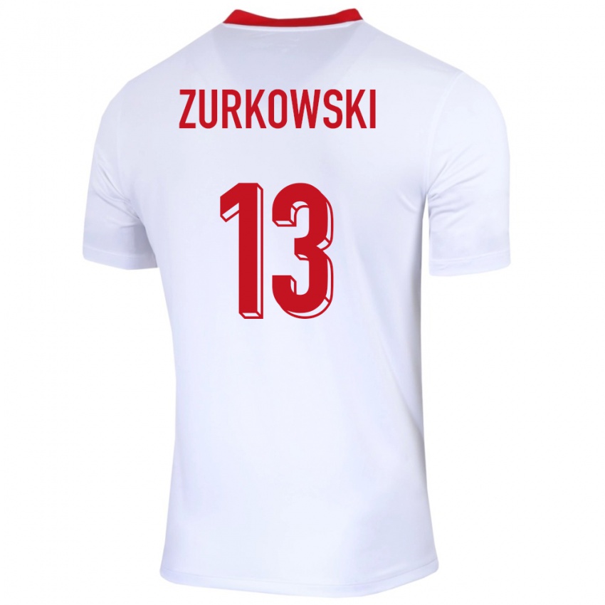 Damen Polen Szymon Zurkowski #13 Weiß Heimtrikot Trikot 24-26 T-Shirt