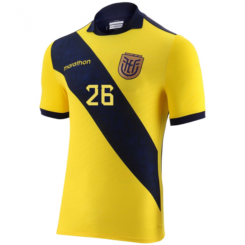 Damen Ecuador Anthony Valencia #26 Gelb Heimtrikot Trikot 24-26 T-Shirt