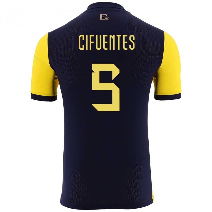 Damen Ecuador Jose Cifuentes #5 Gelb Heimtrikot Trikot 24-26 T-Shirt